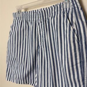 Lands End blue white stripe easy shorts pull on cotton blend size 6 small